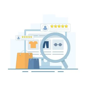 ECommerce website concept, Customer experience of shopping website. Illustration