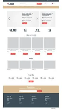 Ecommerce website template, modern vector flat design layout. Internet busine Stock Illustration