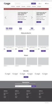 Ecommerce website template, modern vector flat design layout. Internet busine Stock Illustration