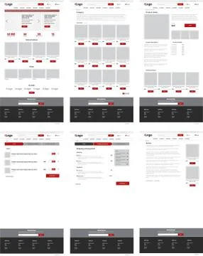 Ecommerce website template, set of six web pages. Flat design layout Stock Illustration