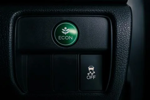 Econ button on dashboard of modern car Stock Photos