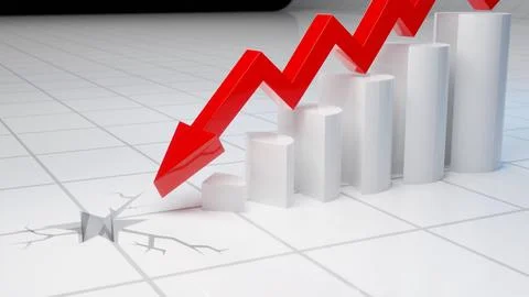Econimical crisis concept. Spread in the world, economy is down. 3d illustr.. Stock Illustration