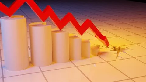 Econimical crisis concept. Spread in the world, economy is down. 3d illustr.. Stock Illustration
