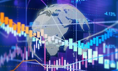 Econimical crisis concept. Spread in the world, economy is down. 3d illustr.. Stock Illustration