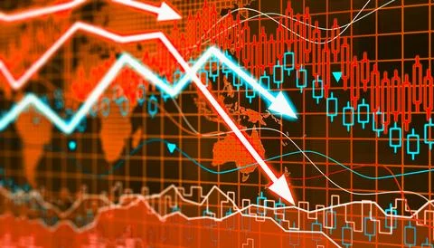 Econimical crisis concept. Spread in the world, economy is down. 3d illustr.. Stock Illustration