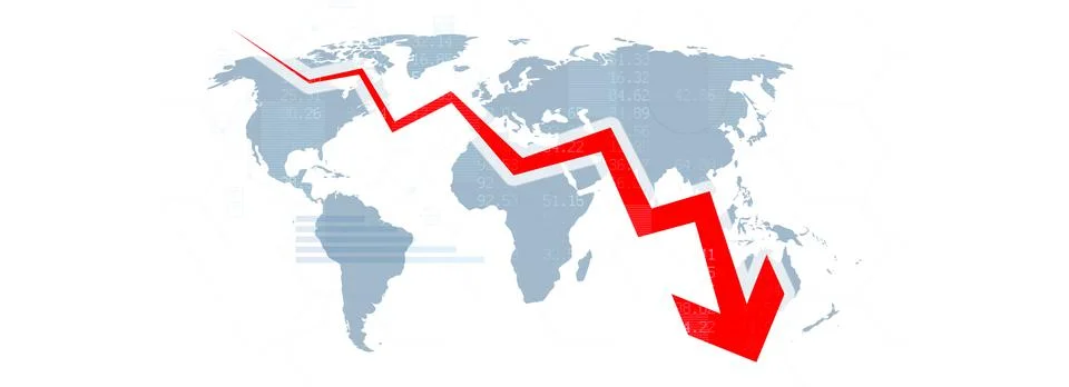 Econimical crisis concept. Spread in the world, economy is down. 3d illustr.. Stock Illustration