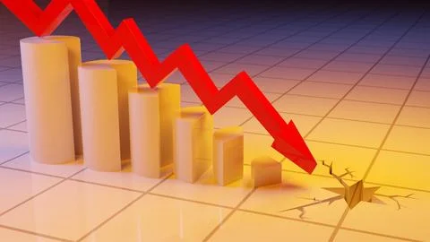 Econimical crisis concept. Spread in the world, economy is down. 3d illustr.. Stock Illustration