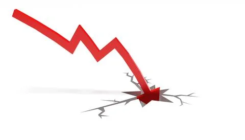 Econimical crisis concept. Spread in the world, economy is down. 3d illustr.. Stock Illustration