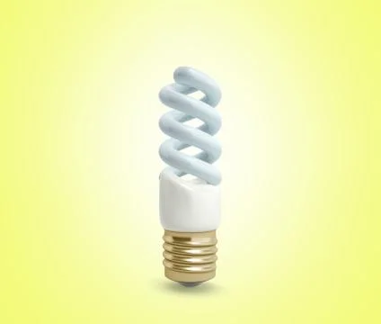 Econom Lighting Bulb 3d render on yellow background イラスト素材