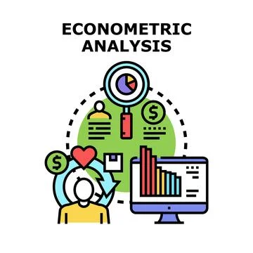Econometric analysis researching financial data statistics Stock Illustration