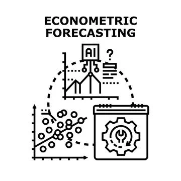 Econometric forecasting using data analysis and artificial intelligence Stock Illustration
