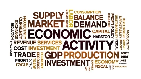 Economic Activity animated word cloud,animation tag kinetic typography loop. Stock-Footage 296184996