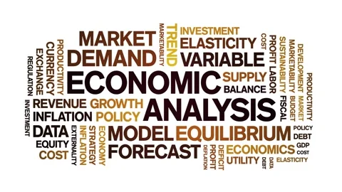 Economic Analysis animated word cloud,animation kinetic typography loop. Stock Footage 295167602