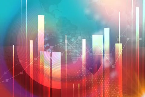 Economic analytical graph at background with bars and digital binary codes Stock Illustration