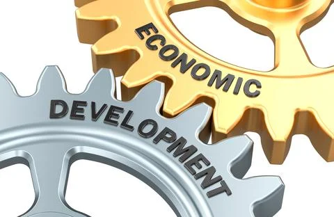 Economic and development gears. 3D rendering 스톡 일러스트
