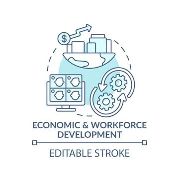 Economic and workforce development turquoise concept icon Stock Illustration