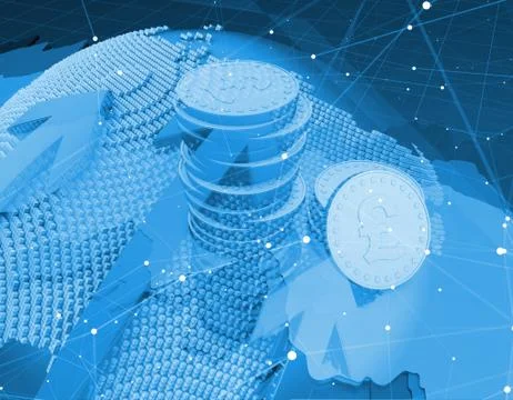 Economic chart with arrow, global pound economy, success Stock Illustration
