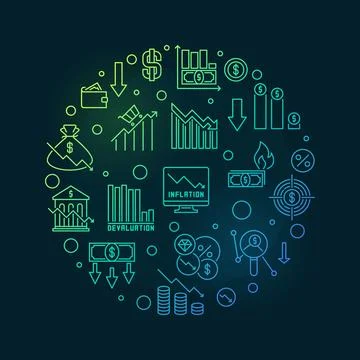 Economic Collapse vector concept circle shaped colored banner - Financial C.. 스톡 일러스트