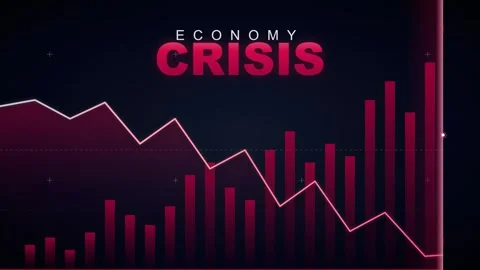 Economic crisis concept: declining financial market chart and business rece.. Stock Footage 337564741