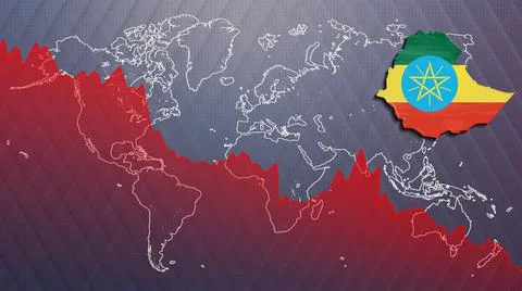 Economic crisis Ethiopia map and flag イラスト素材