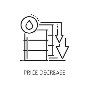Economic crisis icon, price decrease of oil barrel Stock Illustration