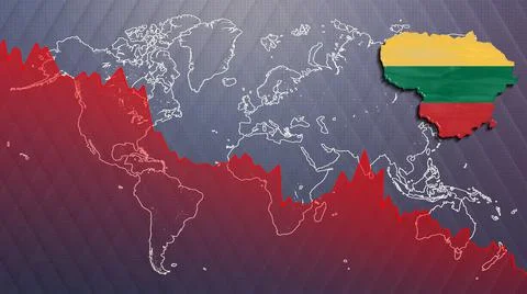 Economic crisis Lithuania map and flag Stockillustratie