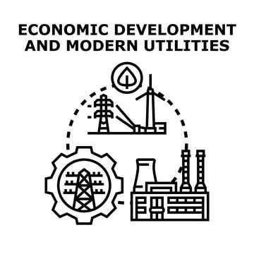 Economic development and modern utilities creating sustainable infrastructure Stock Illustration