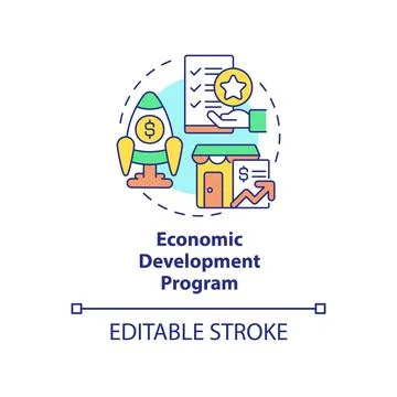 Economic development program concept icon Stock Illustration