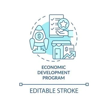 Economic development program turquoise concept icon Stock Illustration