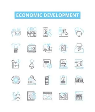 Economic development vector line icons set. Economy, Development, Growth Stock Illustration