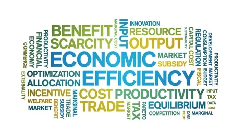 Economic Efficiency animated word cloud,animation tag kinetic typography loop. Stock Footage 296187815