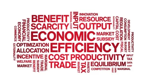 Economic Efficiency animated word cloud,animation tag kinetic typography loop. Stock Footage 296188009