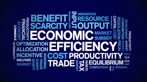 Economic Efficiency animated word cloud,animation tag kinetic typography loop. Stock Footage 296189056
