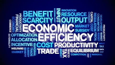 Economic Efficiency animated word cloud,animation tag kinetic typography loop. Stock Footage 296189166