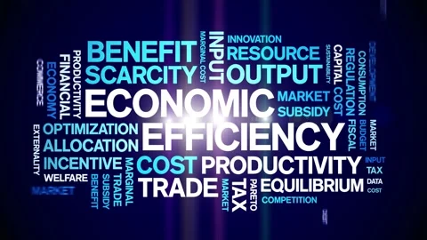 Economic Efficiency animated word cloud,animation tag kinetic typography loop. Stock Footage 296189233