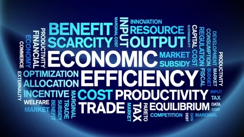 Economic Efficiency animated word cloud,animation tag kinetic typography loop. Stock Footage 296189622
