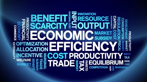 Economic Efficiency animated word cloud,animation tag kinetic typography loop. Stock Footage 296190228