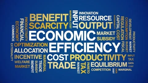 Economic Efficiency animated word cloud,animation tag kinetic typography loop. Stock Footage 296191588