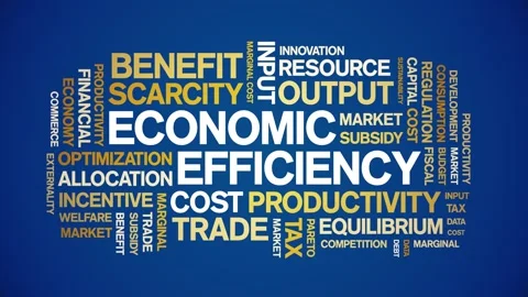Economic Efficiency animated word cloud,animation tag kinetic typography loop. Stock Footage 296192175