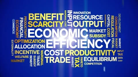 Economic Efficiency animated word cloud,animation tag kinetic typography loop. Stock Footage 296192195