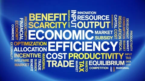 Economic Efficiency animated word cloud,animation tag kinetic typography loop. Stock Footage 296192213