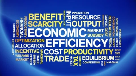 Economic Efficiency animated word cloud,animation tag kinetic typography loop. Stock Footage 296192655
