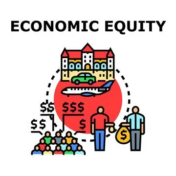 Economic equity concept balancing wealth and opportunity distribution Stock Illustration