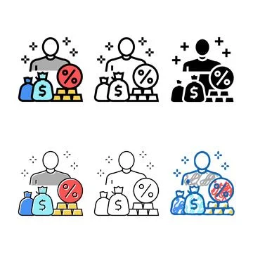 Economic expert color icon vector pack Stock Illustration