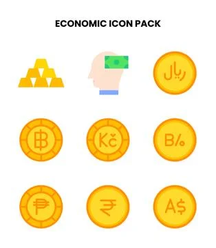 Economic Flat Bundle Icons Pack Stock Illustration
