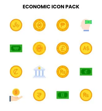 Economic Flat Icons Pack Stockillustratie