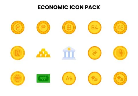 Economic Flat Icons Pack Stock Illustration