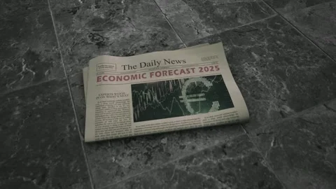 Economic Forecast 2025 NEWSPAPER Stock Footage 343467031