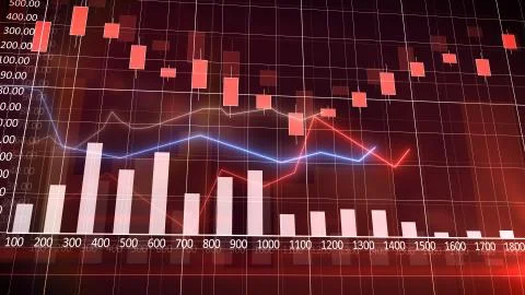 Economic Graph and Bar Chart with a wine-colored background. Abstraction Illustrazione stock