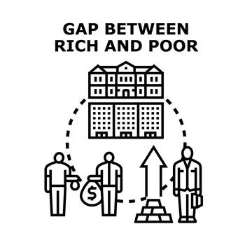 Economic inequality gap between rich and poor people Stock Illustration